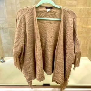 Karisma size S/M tan open cardigan fringed sweater; excellent condition